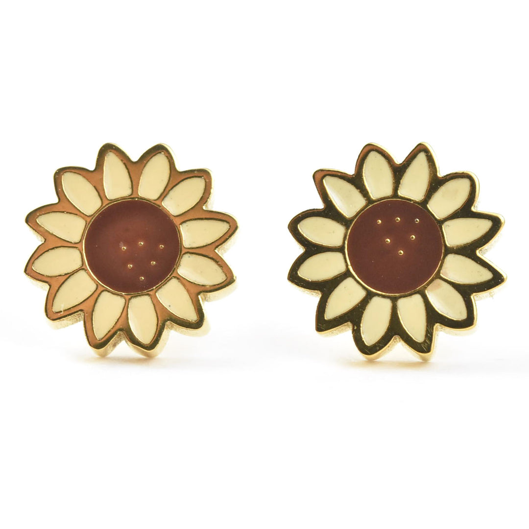 Sunflower Studs, Screw-back - Goldmakers Fine Jewelry