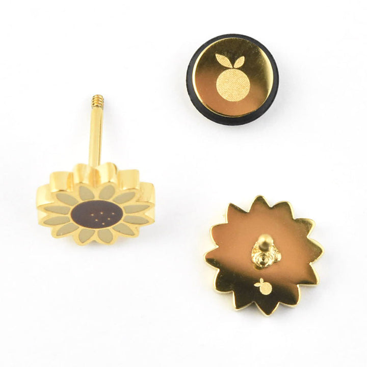 Sunflower Studs, Screw-back - Goldmakers Fine Jewelry