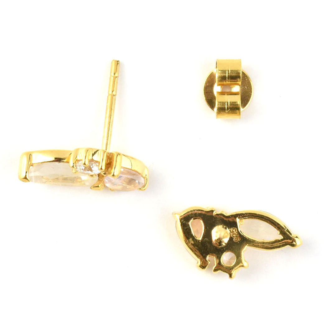 Moonstone, Quartz & CZ Sweet Pea Studs