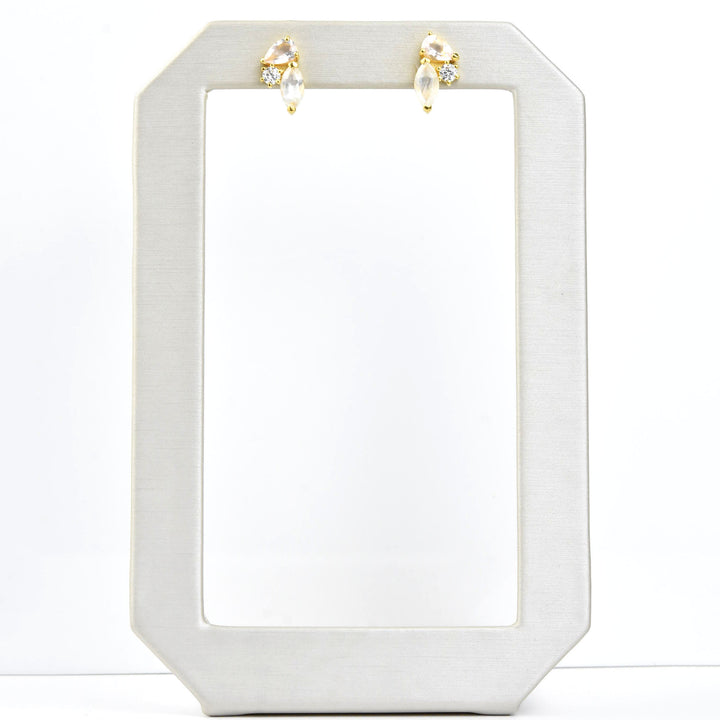 Moonstone, Quartz & CZ Sweet Pea Studs