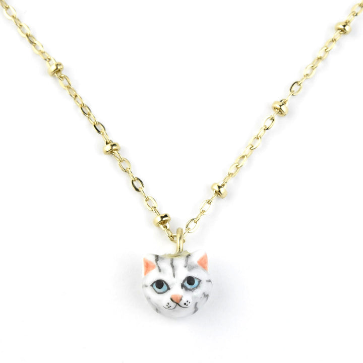 Tabby Grey Cat Necklace