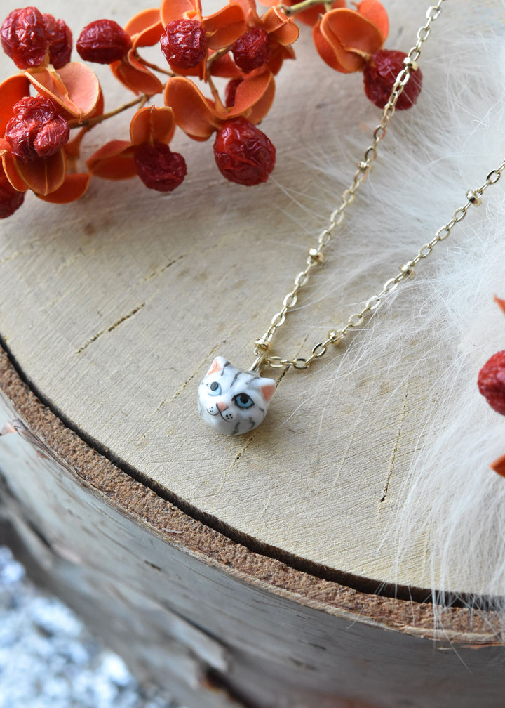 Tabby Grey Cat Necklace