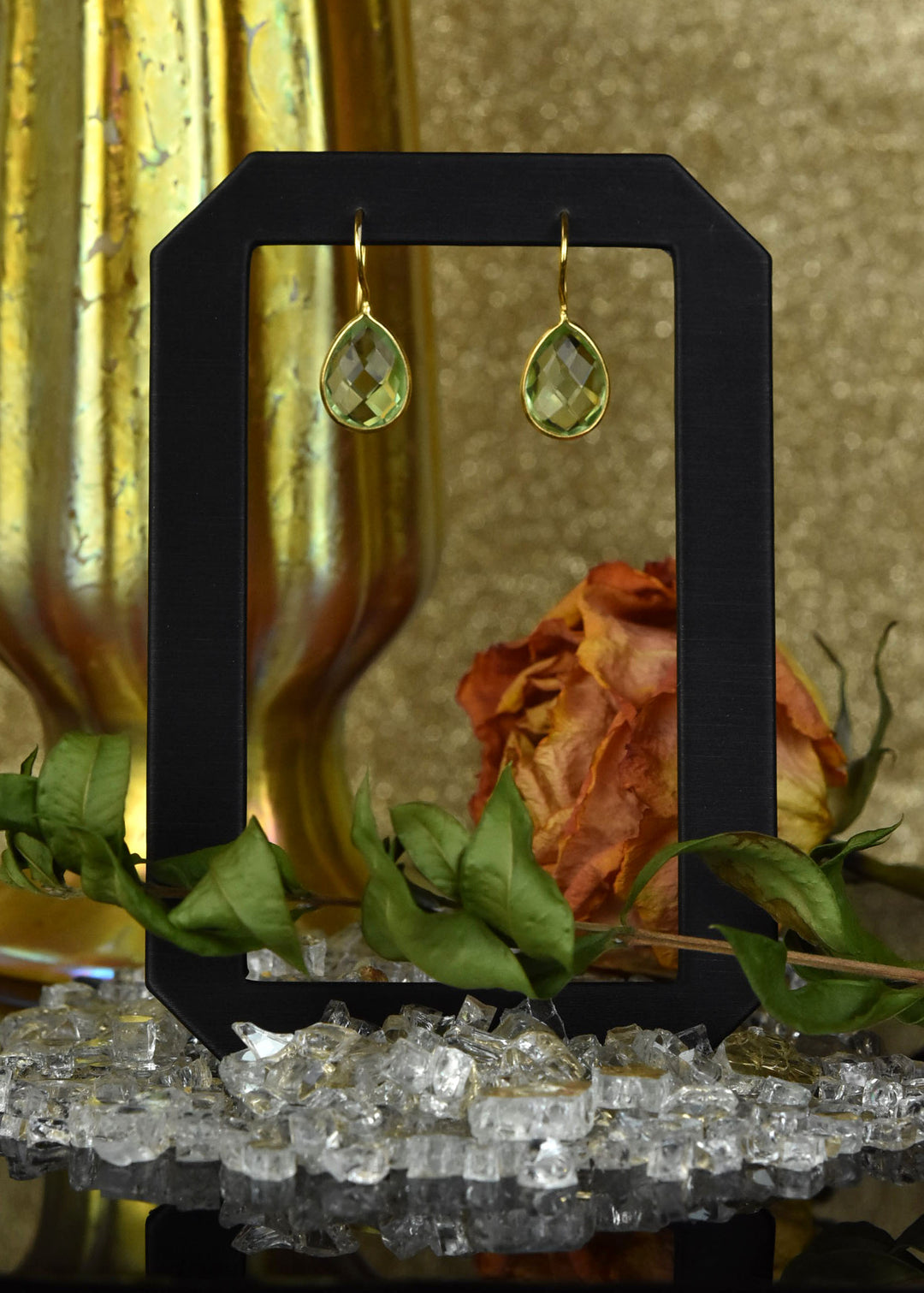 Teardrop Green Amethyst Earrings