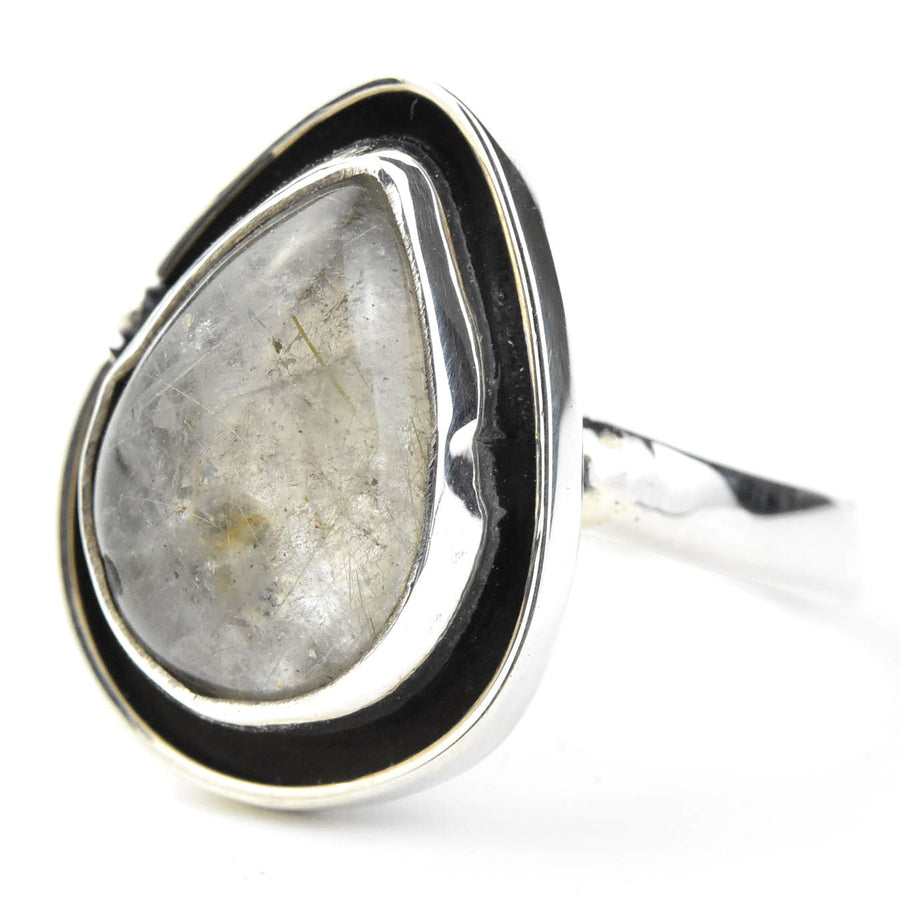 Teardrop Rutilated Quartz Ring in Sterling Silver - Goldmakers Fine Jewelry