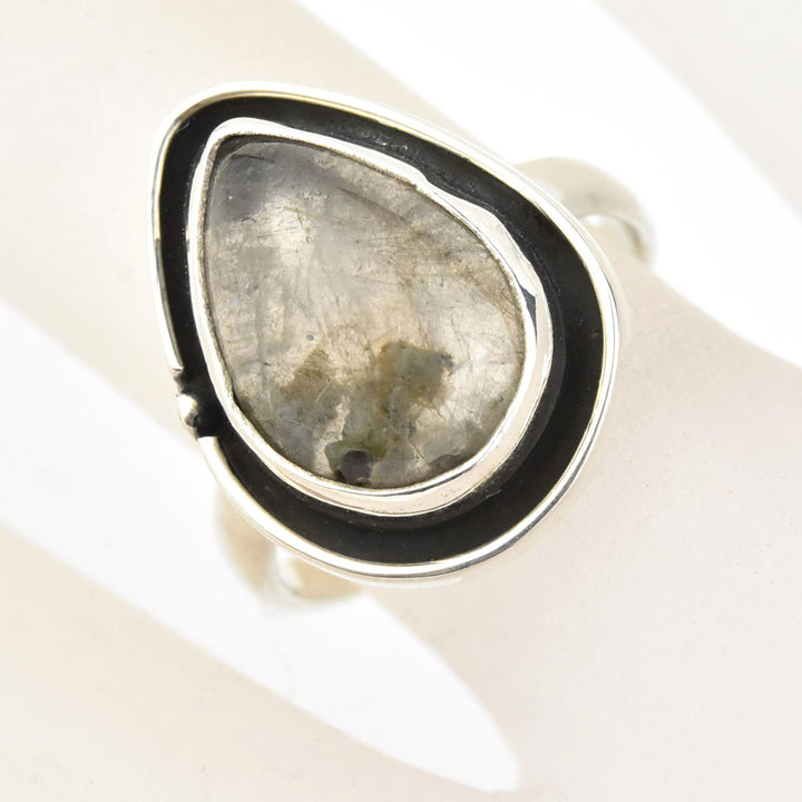 Teardrop Rutilated Quartz Ring in Sterling Silver - Goldmakers Fine Jewelry
