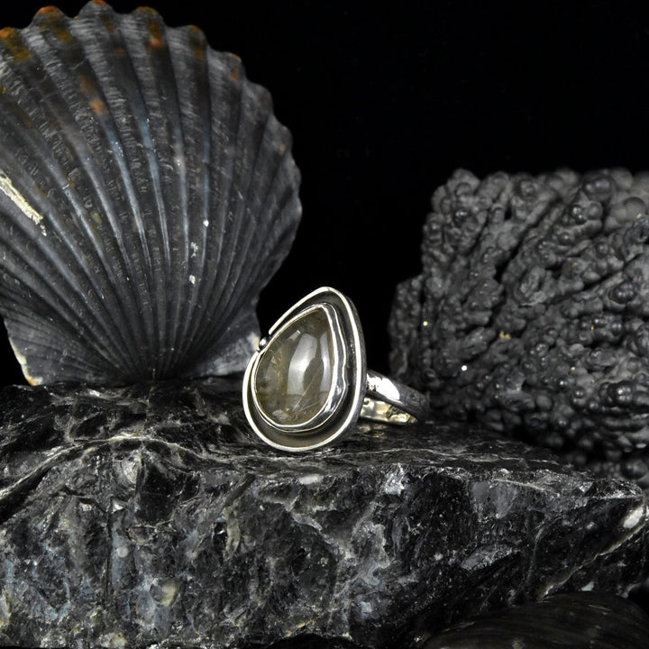 Teardrop Rutilated Quartz Ring in Sterling Silver - Goldmakers Fine Jewelry