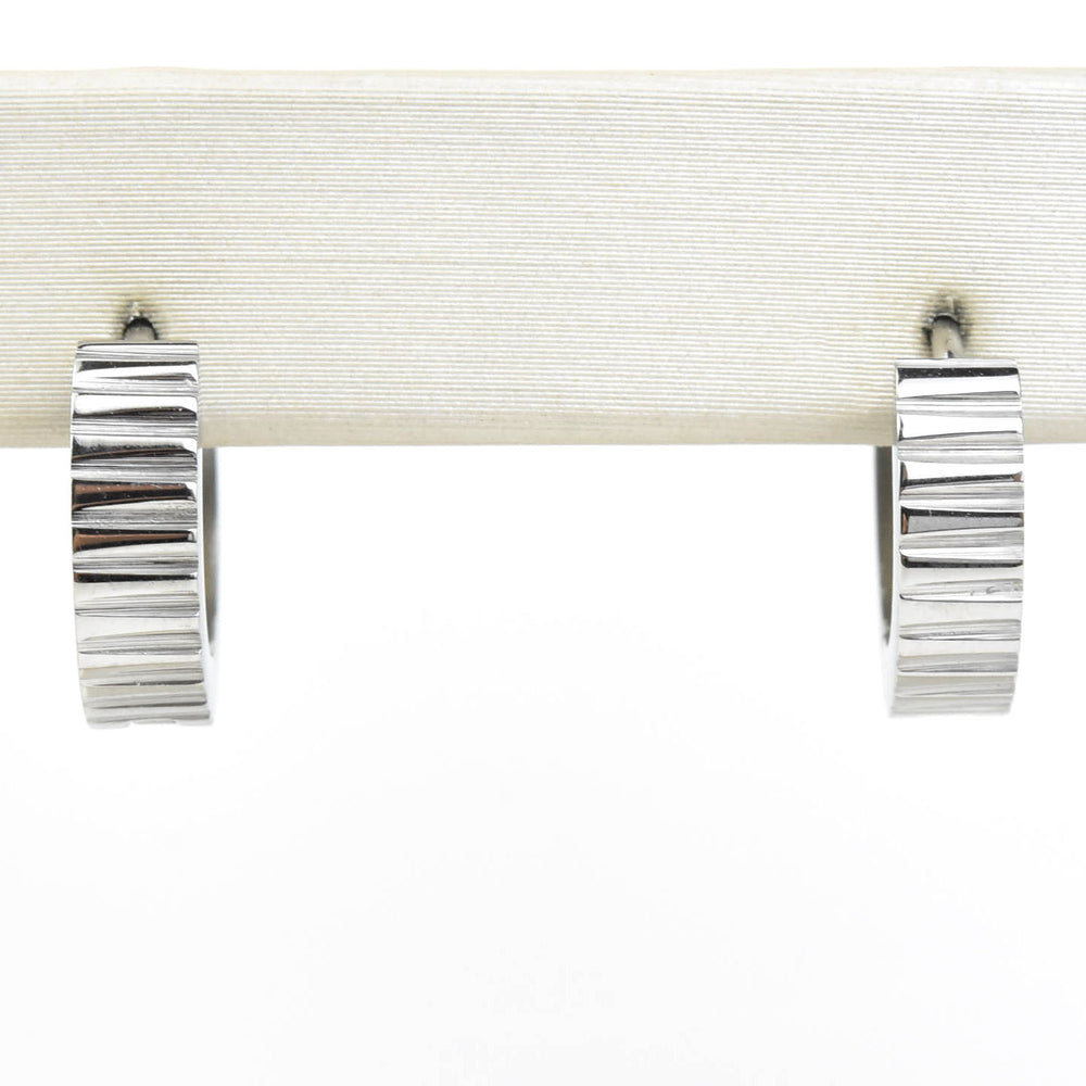 Textured Chunky Huggie Hoops - Goldmakers Fine Jewelry