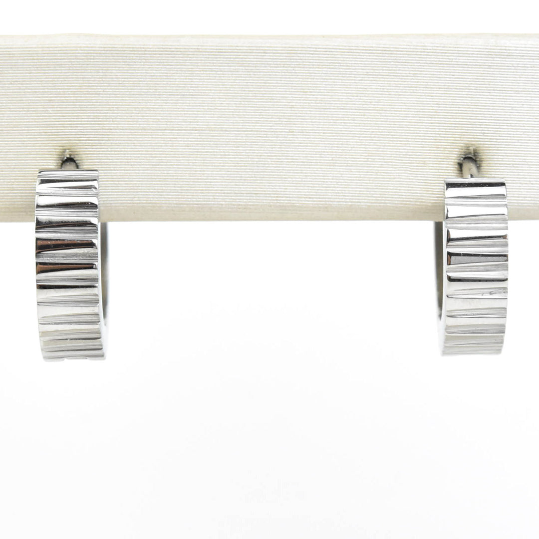 Textured Chunky Huggie Hoops - Goldmakers Fine Jewelry