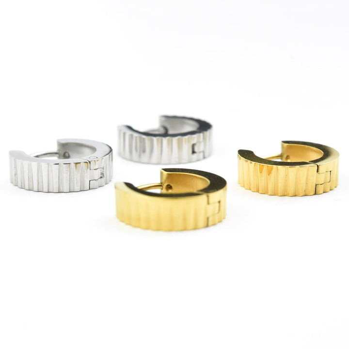 Textured Chunky Huggie Hoops - Goldmakers Fine Jewelry