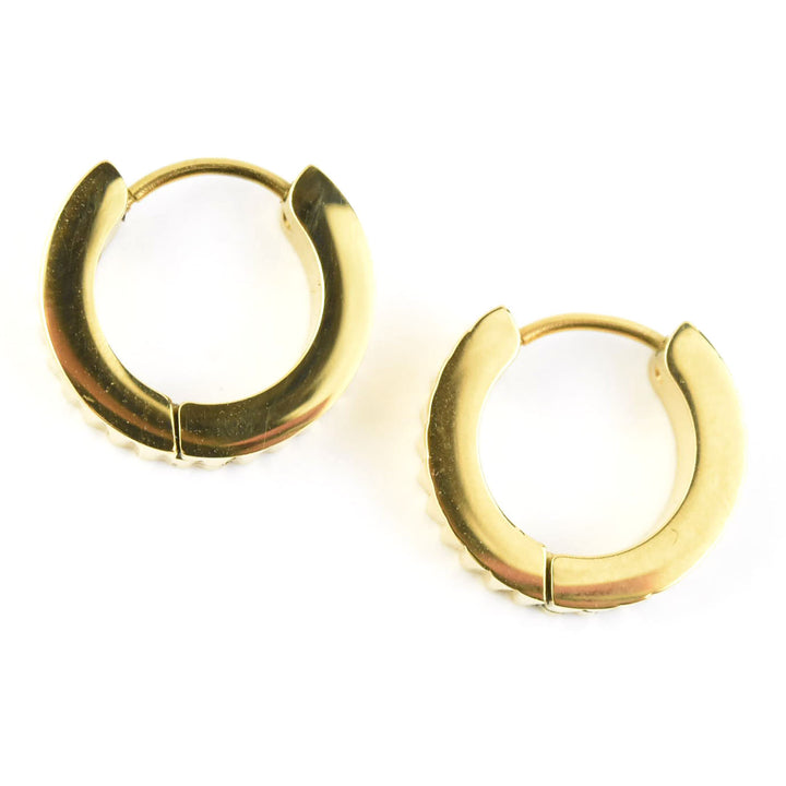 Textured Chunky Huggie Hoops - Goldmakers Fine Jewelry