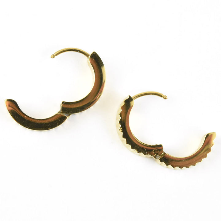 Textured Chunky Huggie Hoops - Goldmakers Fine Jewelry