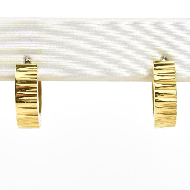 Textured Chunky Huggie Hoops - Goldmakers Fine Jewelry