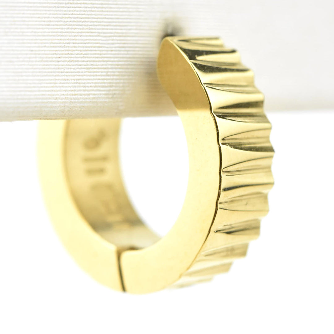 Textured Chunky Huggie Hoops - Goldmakers Fine Jewelry