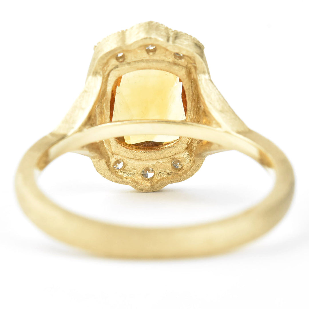 The Maribelle: Citrine and Diamond Ring in 14k Yellow Gold