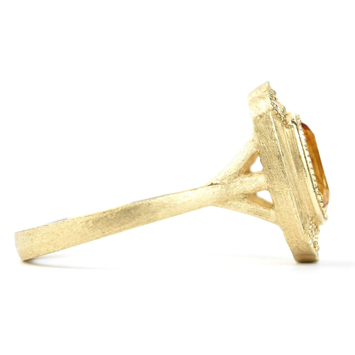 The Maribelle: Citrine and Diamond Ring in 14k Yellow Gold