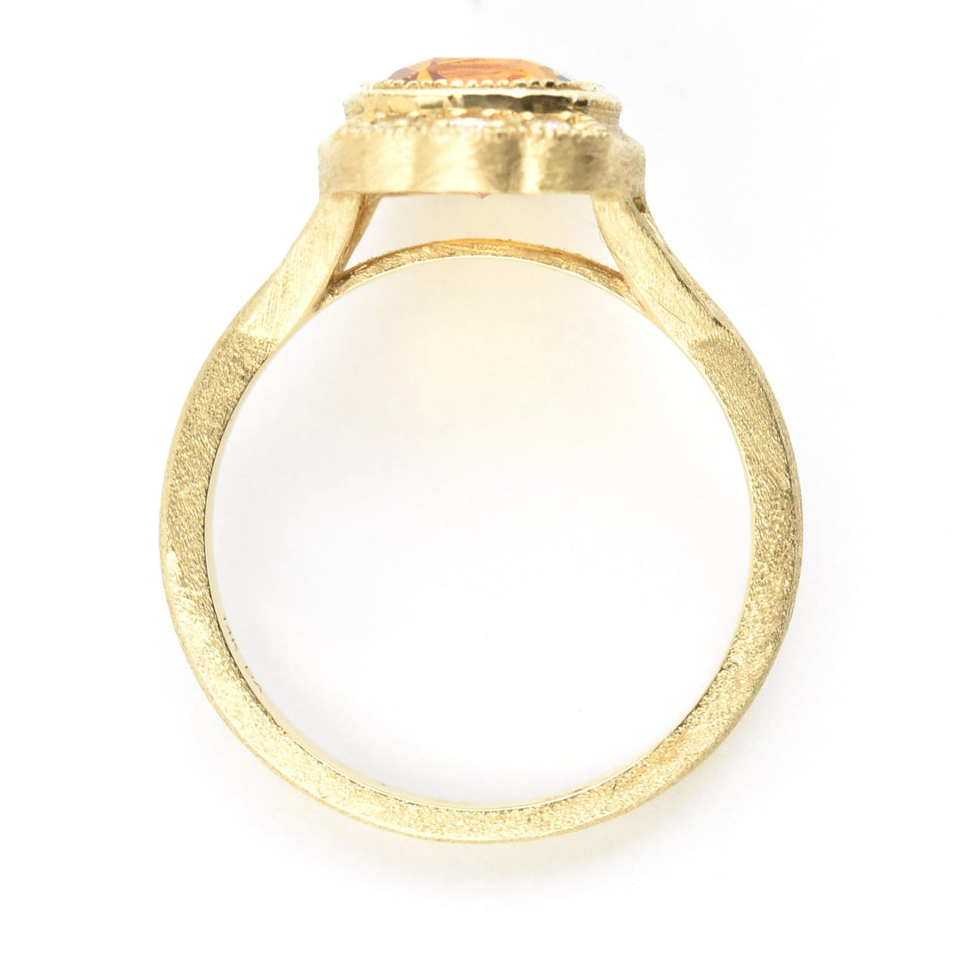 The Maribelle: Citrine and Diamond Ring in 14k Yellow Gold