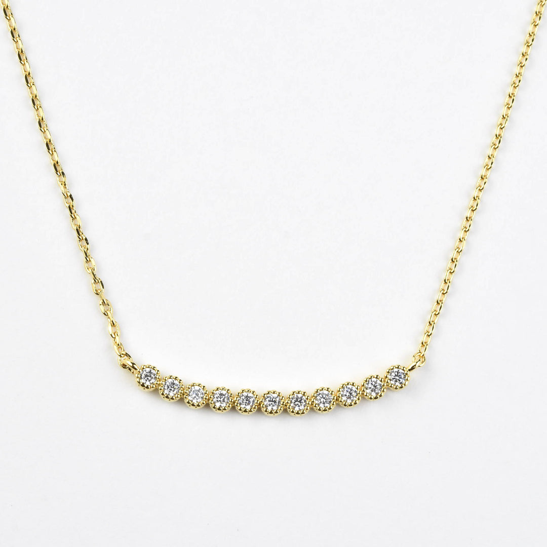 Bezel Set Bar Necklace - Goldmakers Fine Jewelry