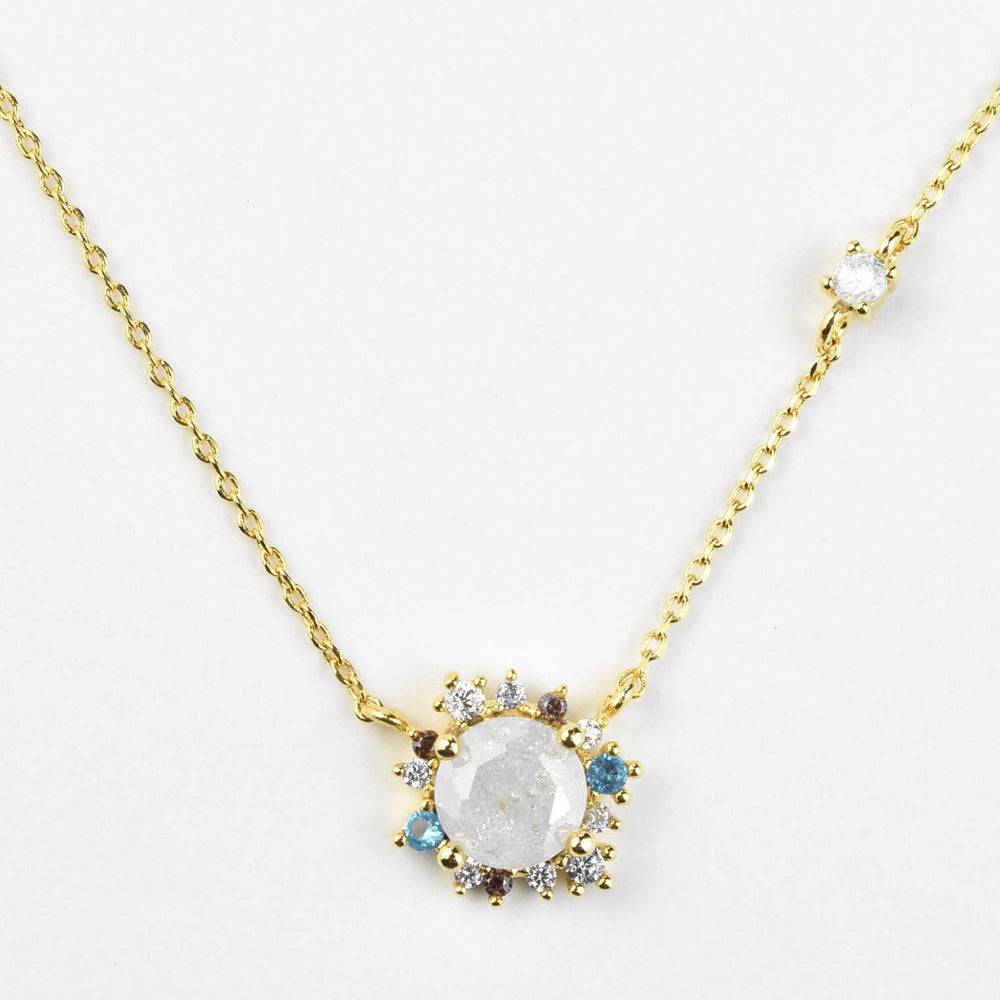 Georgette Multi-Color Halo Necklace - Goldmakers Fine Jewelry
