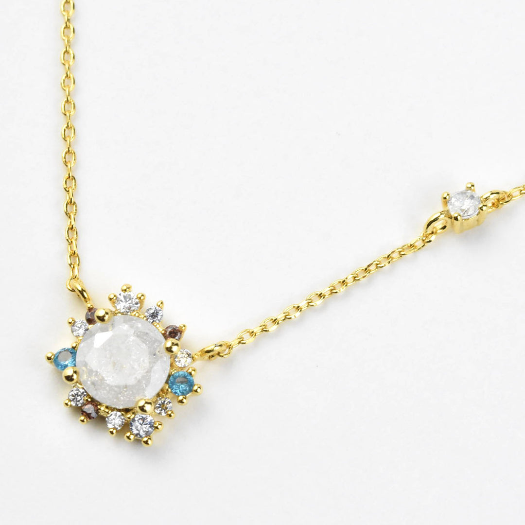 Georgette Multi-Color Halo Necklace - Goldmakers Fine Jewelry