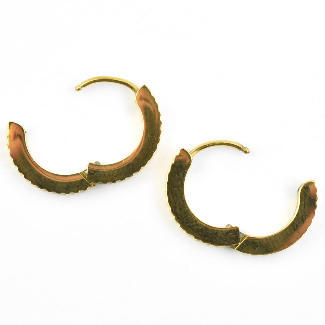 Thin Textured Huggie Hoops - Goldmakers Fine Jewelry
