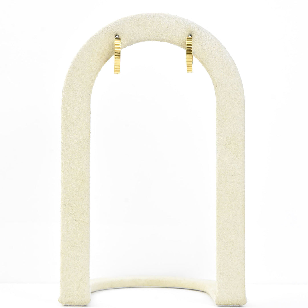 Thin Textured Huggie Hoops - Goldmakers Fine Jewelry