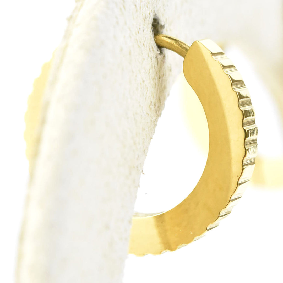 Thin Textured Huggie Hoops - Goldmakers Fine Jewelry