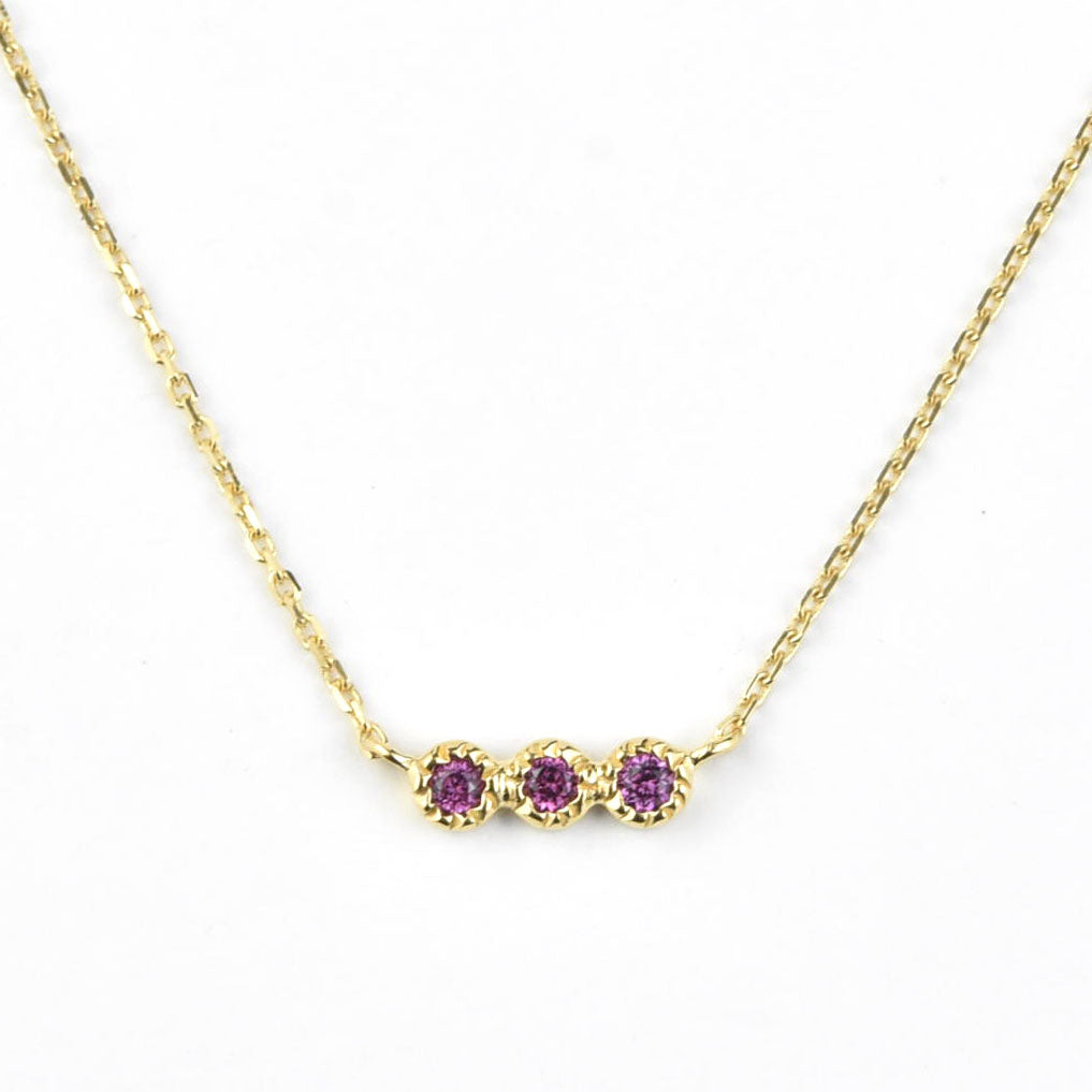 Three Stone Garnet Necklace