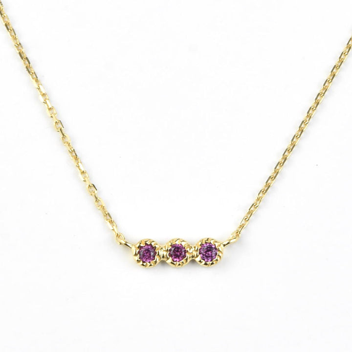 Three Stone Garnet Necklace
