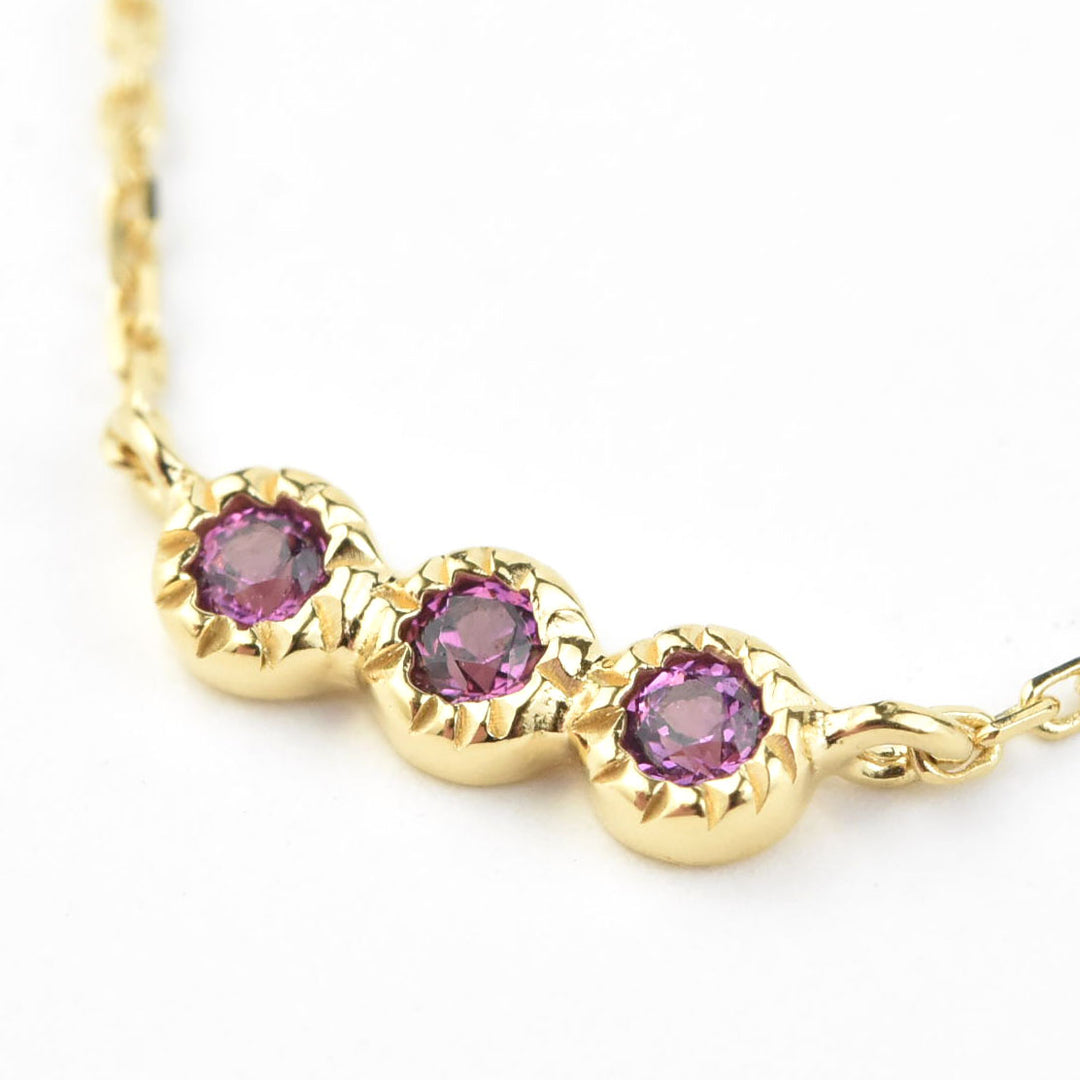 Three Stone Garnet Necklace