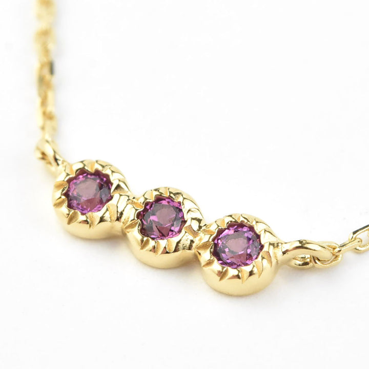 Three Stone Garnet Necklace