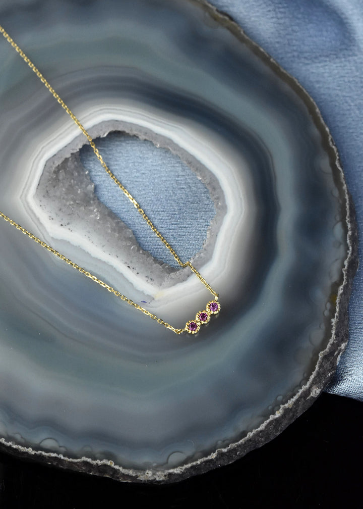 Three Stone Garnet Necklace