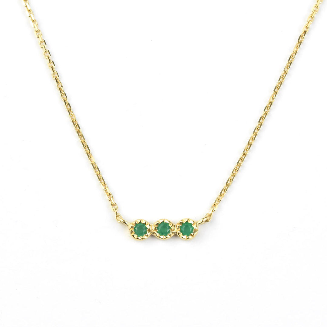 Three Stone Green Onyx Necklace