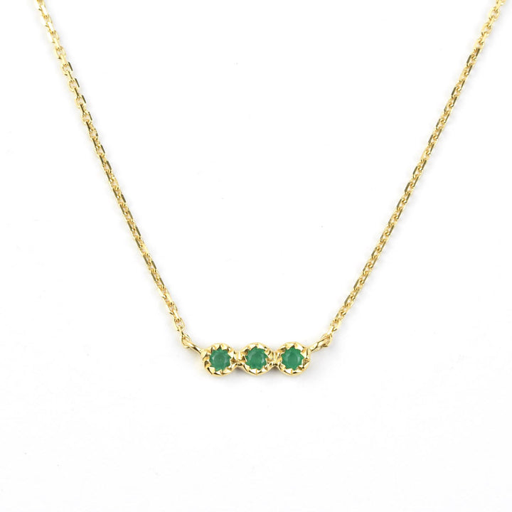 Three Stone Green Onyx Necklace