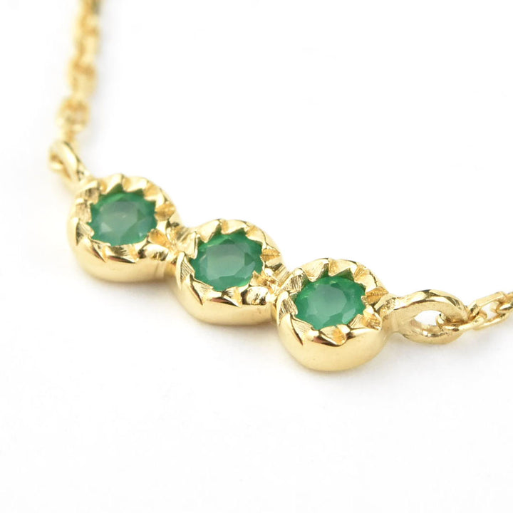 Three Stone Green Onyx Necklace