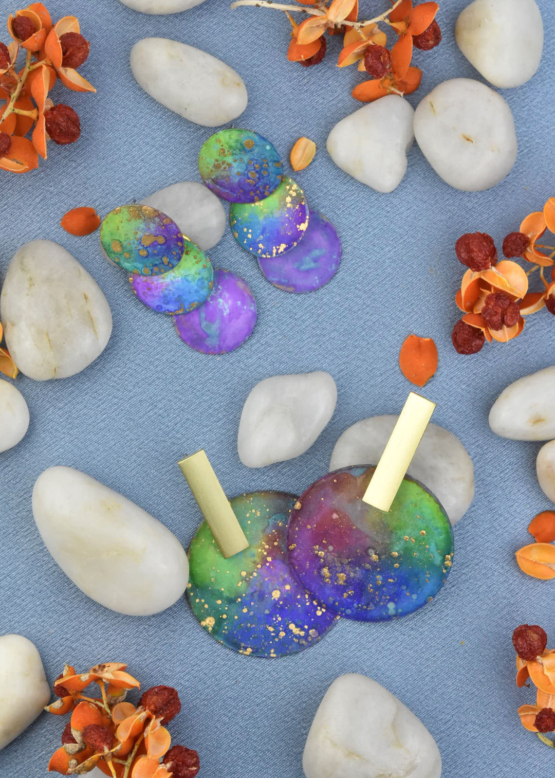 Three Circles Galaxy Earrings - Goldmakers Fine Jewelry