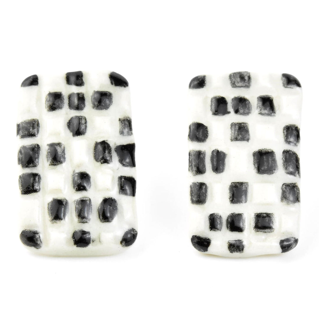 Black and White Tile Studs - Goldmakers Fine Jewelry