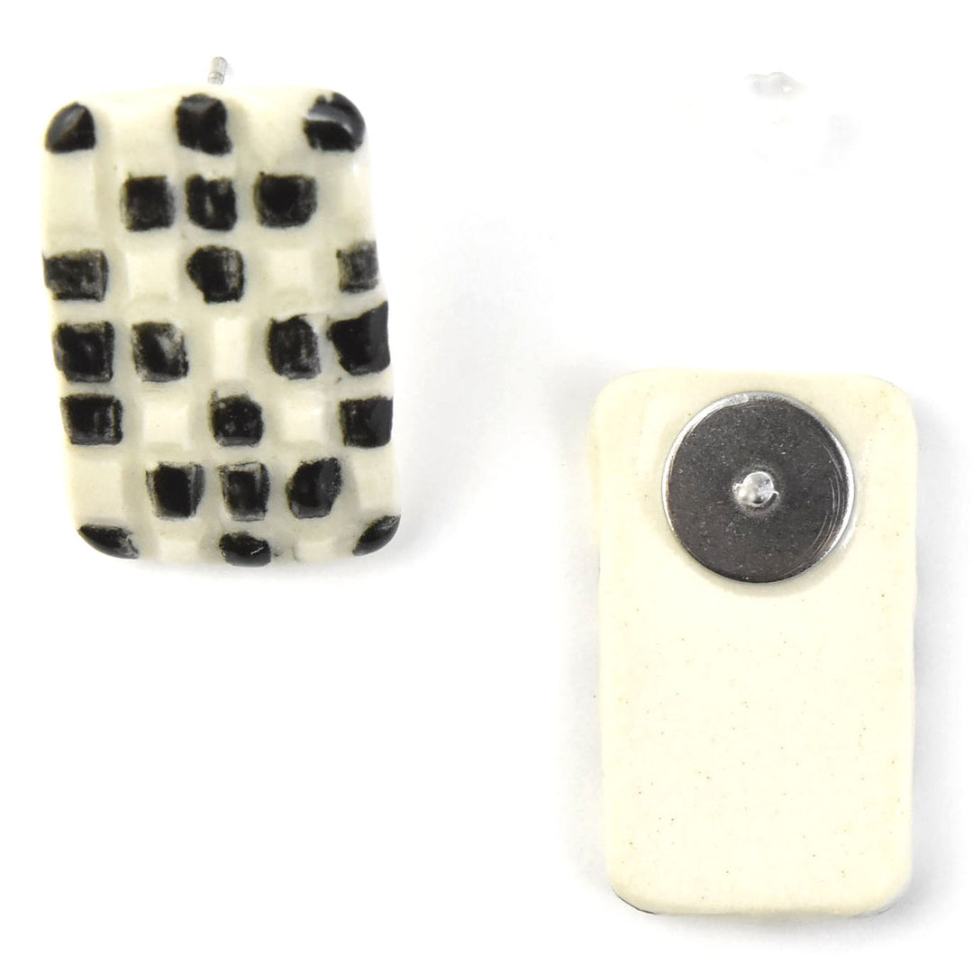 Black and White Tile Studs - Goldmakers Fine Jewelry