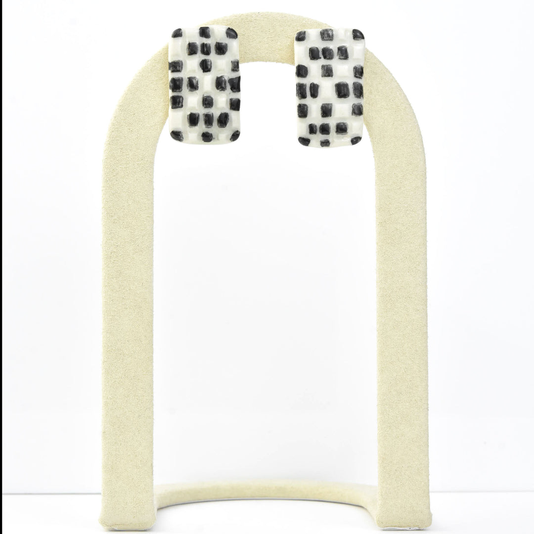 Black and White Tile Studs - Goldmakers Fine Jewelry