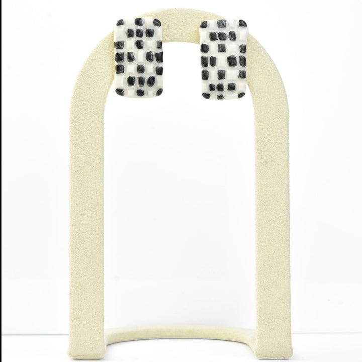 Black and White Tile Studs - Goldmakers Fine Jewelry
