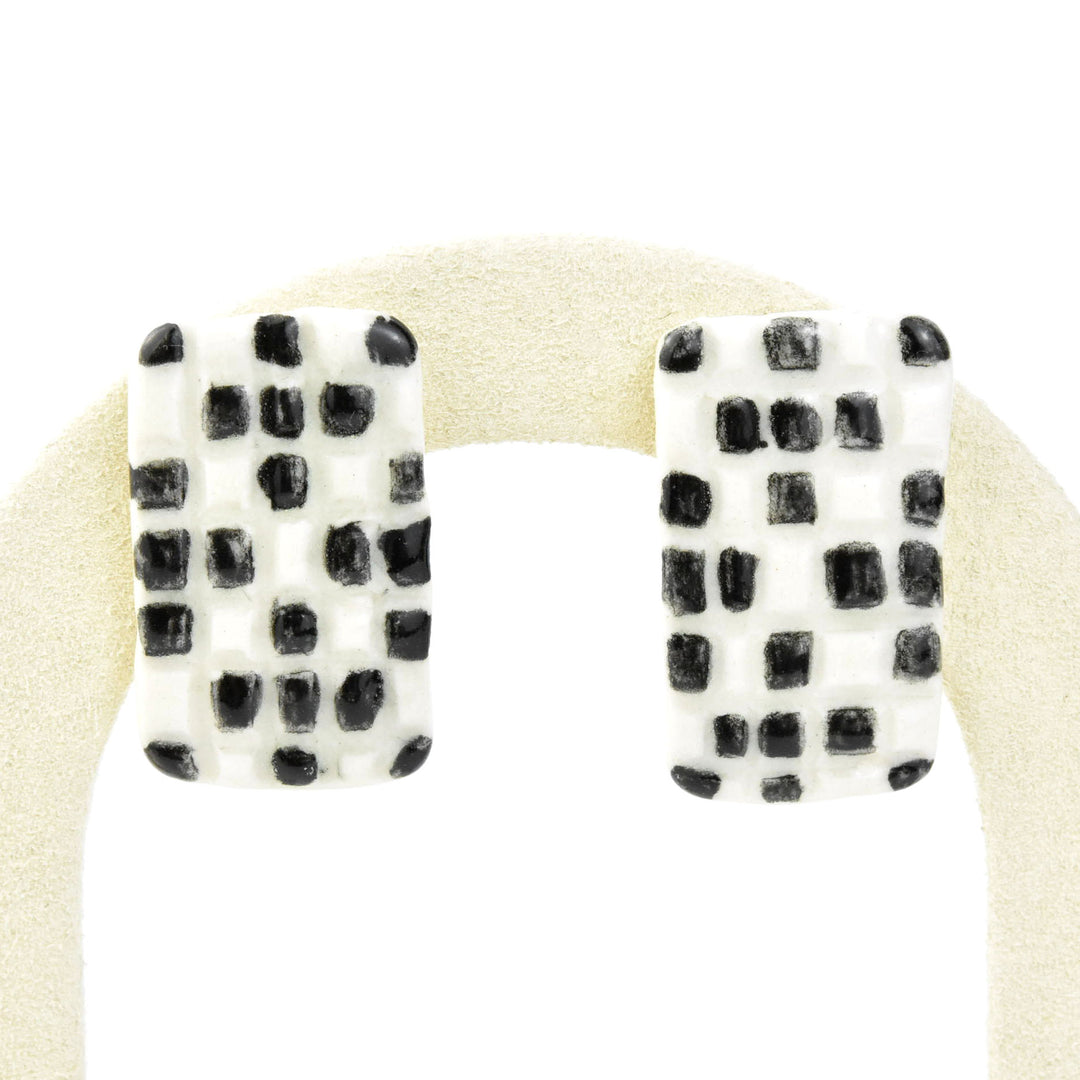 Black and White Tile Studs - Goldmakers Fine Jewelry
