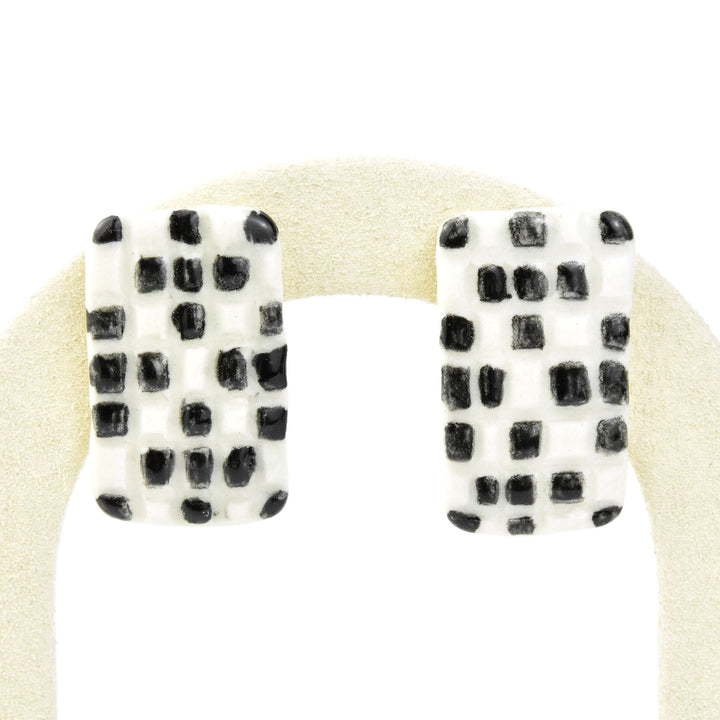 Black and White Tile Studs - Goldmakers Fine Jewelry