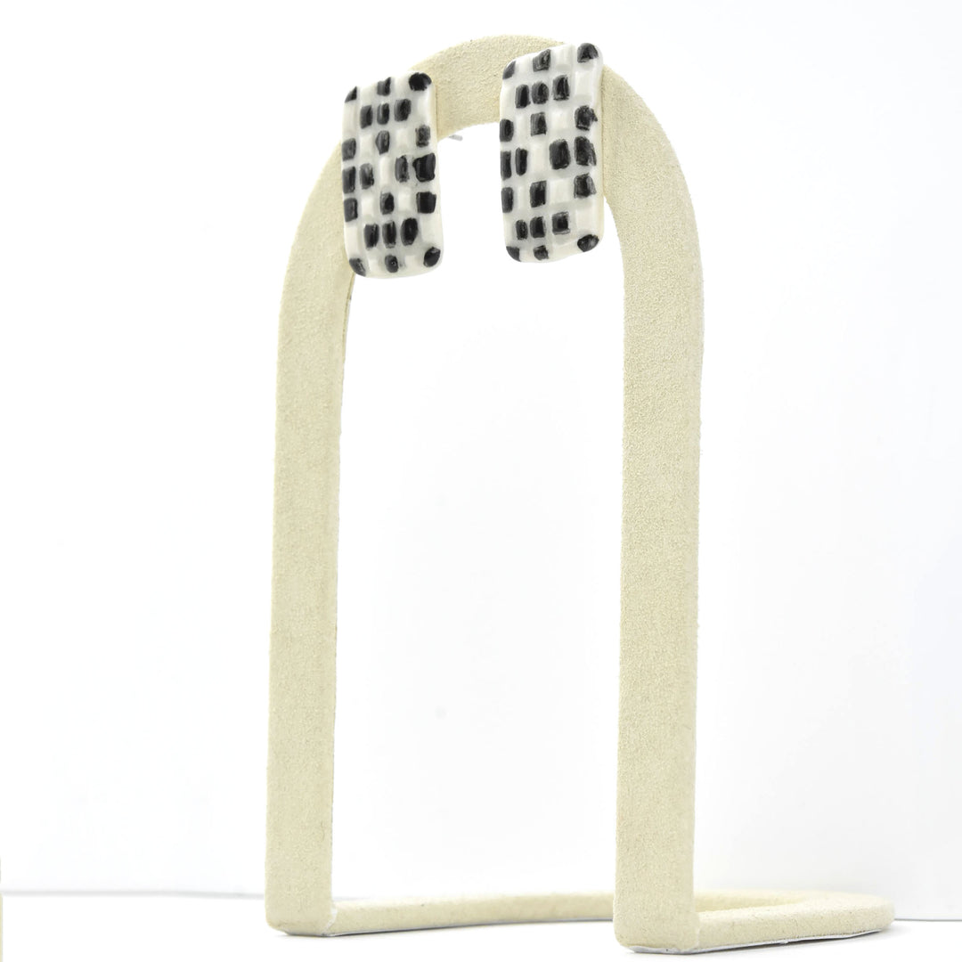 Black and White Tile Studs - Goldmakers Fine Jewelry