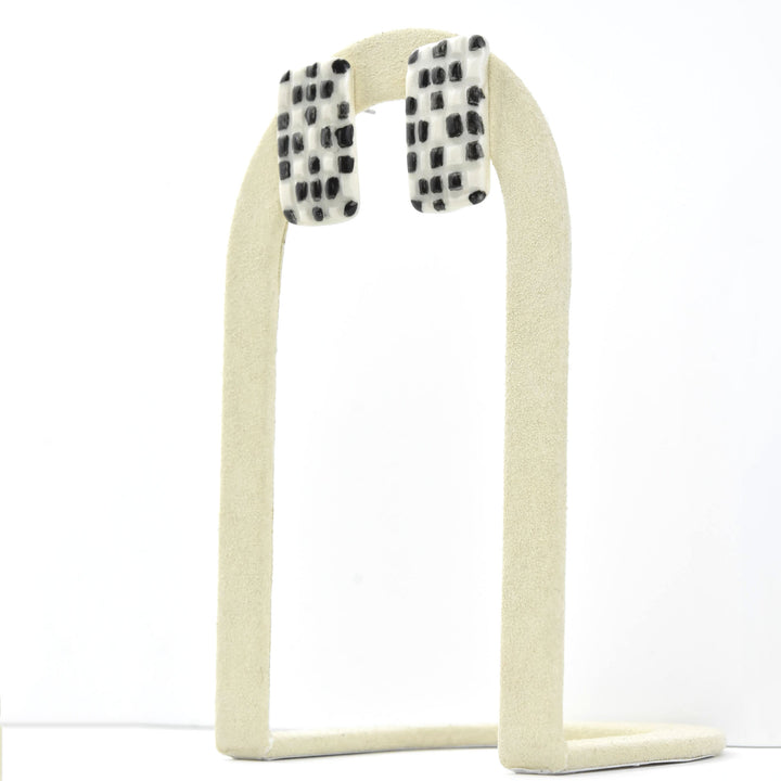 Black and White Tile Studs - Goldmakers Fine Jewelry