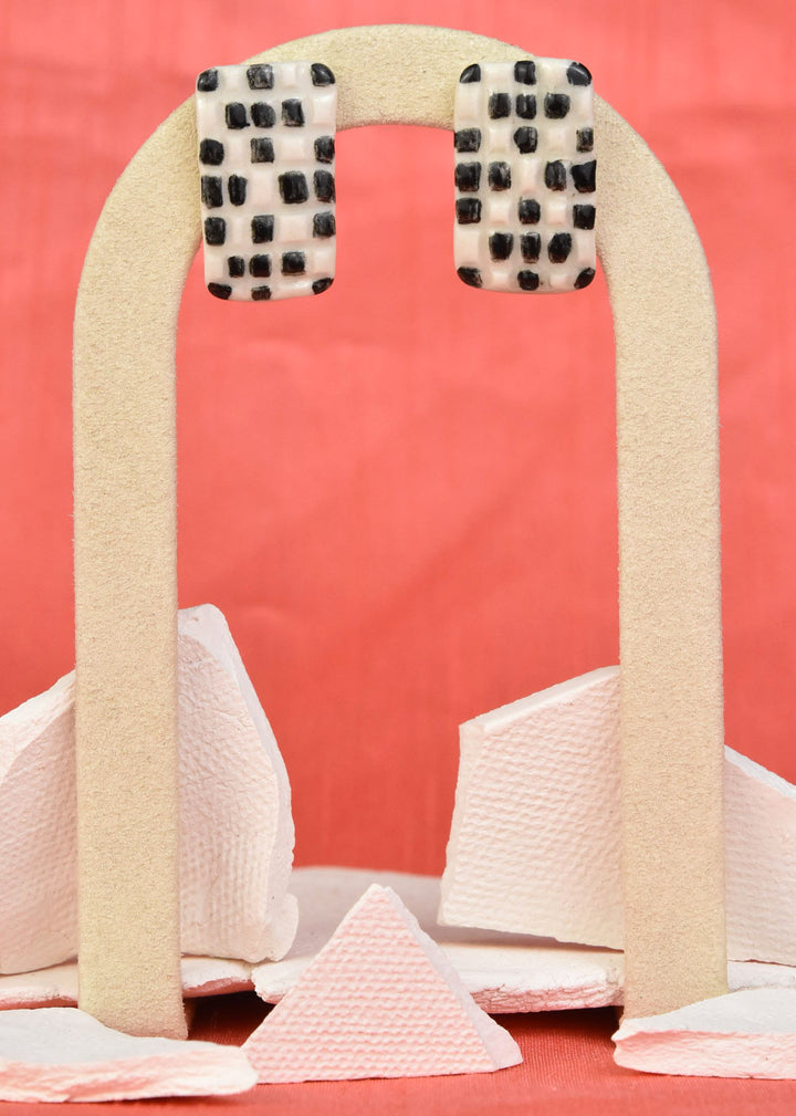 Black and White Tile Studs - Goldmakers Fine Jewelry