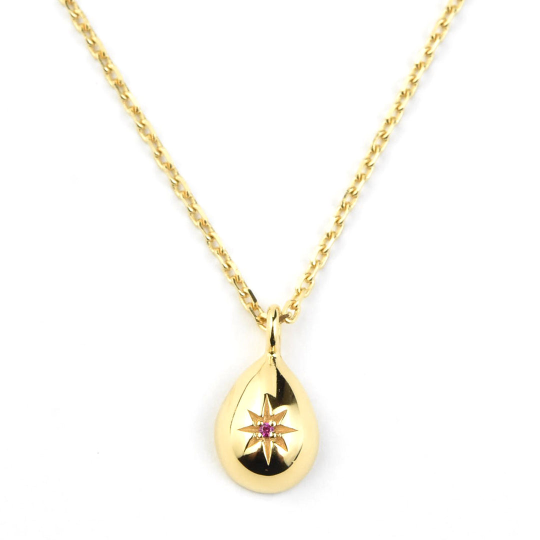 Tiny Teardrop Ruby Necklace