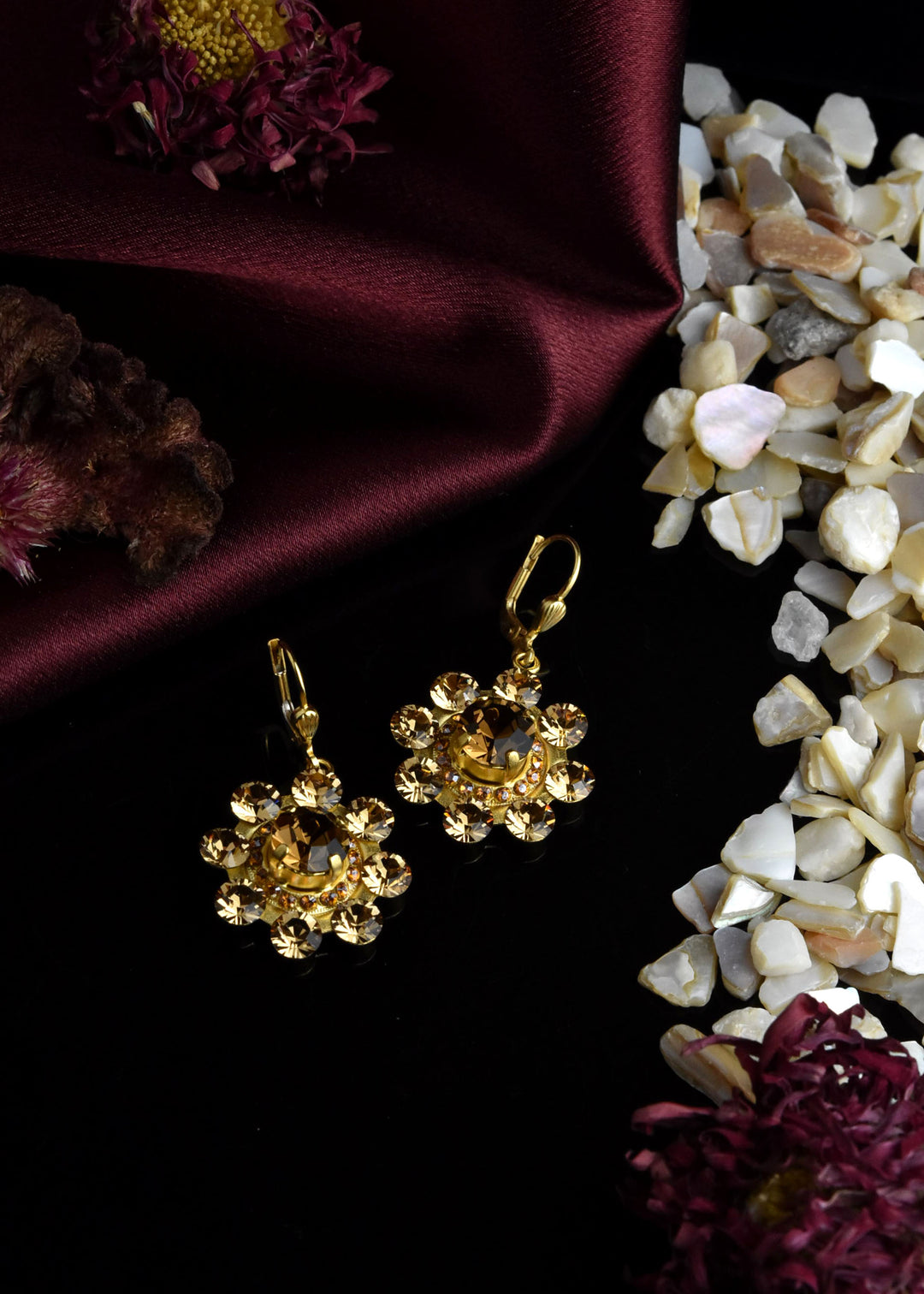 Topaz Crystal Flower Earrings