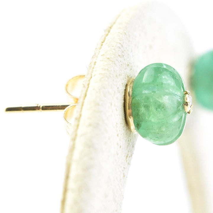 Large Emerald Melon Stud Earrings in Gold