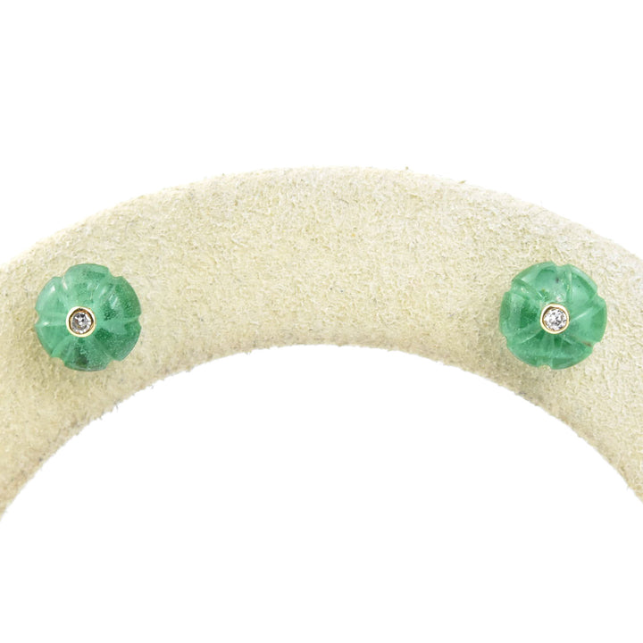 Small Emerald Melon Stud Earrings in Gold