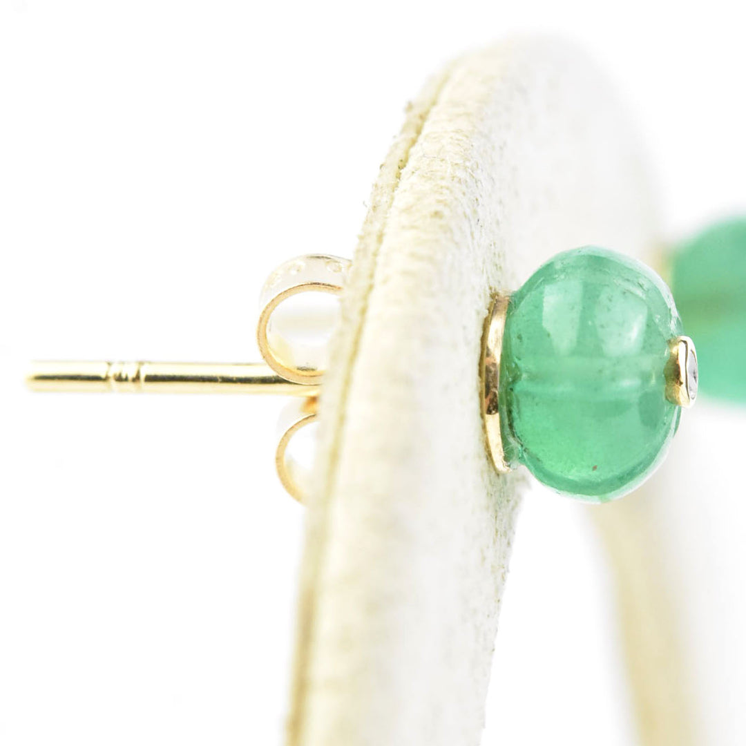Small Emerald Melon Stud Earrings in Gold