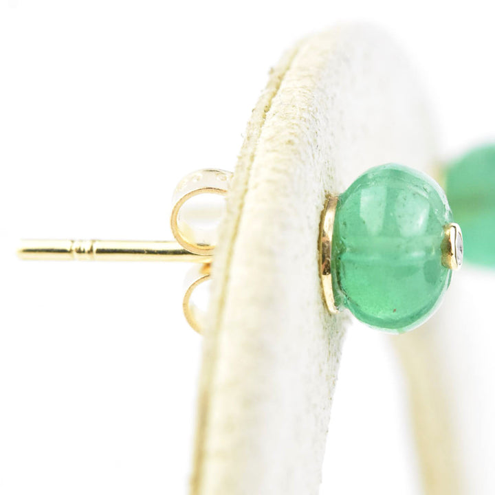 Small Emerald Melon Stud Earrings in Gold